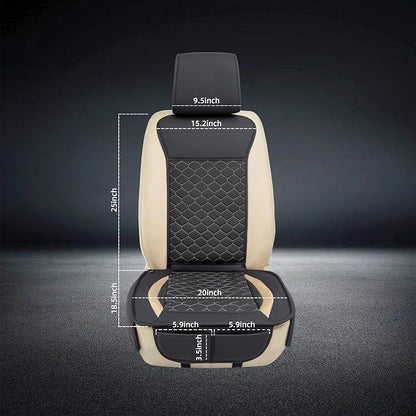 Elantrip 2PCs Front Car Seat Covers Leather Car Seat Protector Universal fit for Most Cars SUVs and Trucks Water Proof Seat Protector Black and Gold