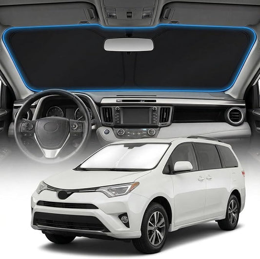 for Toyota Sienna Sun Shade Windshield Cover - Custom Fit Sienna Accessories 2011-2020 Sunshade Foldable UV Protection & Heat Shield Sun Visor Accessories