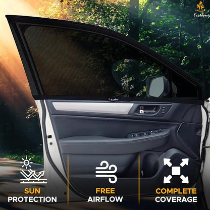 EcoNour Car Front Side Window Sun Shades Compatible for Subaru Outback | 2Pack Breathable Super Stretchy Mesh Sun Shade | Heat Block UV Protection Car Window Screen Covers | Mosquito Net Curtains