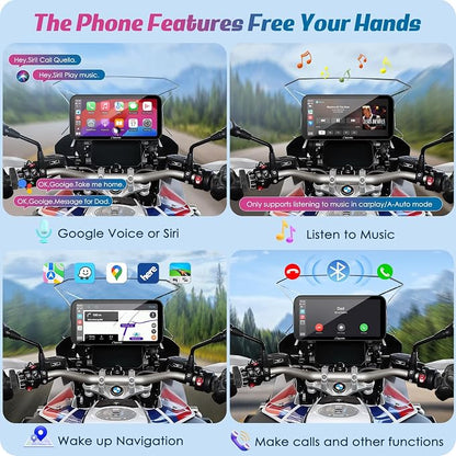 Carpuride W603B Motorcycle Carplay Screen for BMW R1200GS R1250GS S1000XR Motorcycle, 6.3 inch Waterproof Touchscreen, Portable Carplay/Android Auto GPS Navigation for Motorbike