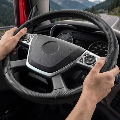 West Llama Semi Truck Steering Wheel Cover, Universal Fit 17.5-18 Inch Large Steering Wheels for RV, Big Rig, 18 Wheeler, Commercial Trucks and Buses (Extra Large Size-Black)