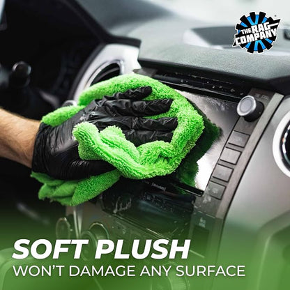 The Rag Company - Creature Edgeless Auto Detailing Towels (10-Pack) Professional 70/30 Blend, Dual-Pile Plush Microfiber, Buffing & Polishing, 420gsm, 16in x 16in, Lime Green