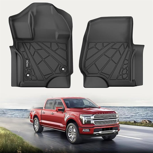 KARPAL Floor Mats for 2015-2026 Ford F-150 Supercrew/Supercab (Includes 2022-2026 Lightning), Custom Fit TPE All Weather Ford F150 Accessories Front Floor Liner