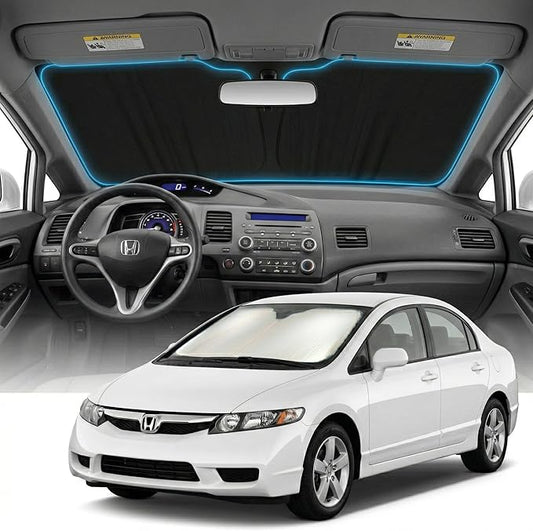 for Honda Civic Sun Shade Windshield Cover - Custom Fit Civic Accessories 2006-2015 Sunshade Foldable UV Protection & Heat Shield Sun Visor Accessories