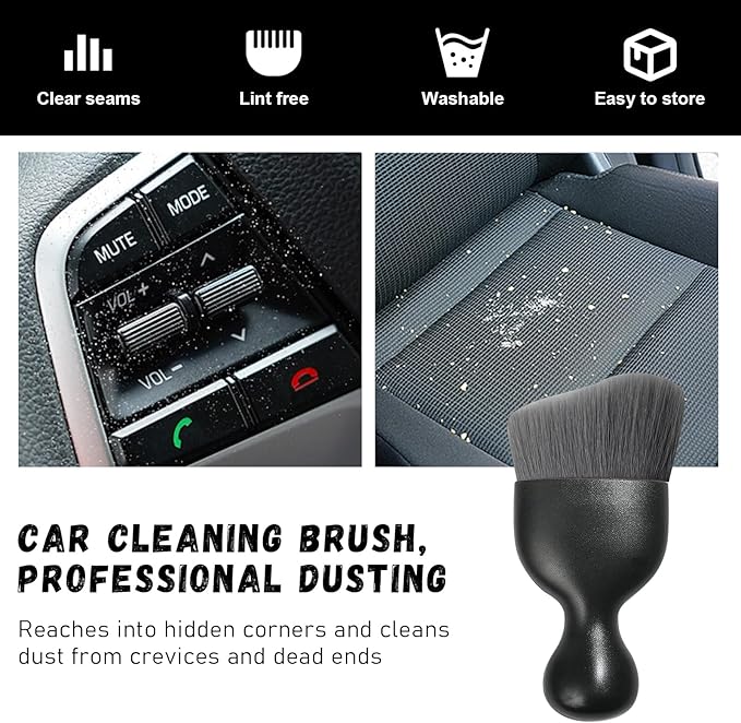 Ziciner Car Detailing Brush, Curved Soft Bristles Auto Removal Dust Collectors, Universal Vehicle Dashboard, Air Conditioner Vents etc Interior Cleaning Tool Accessories (Gray)