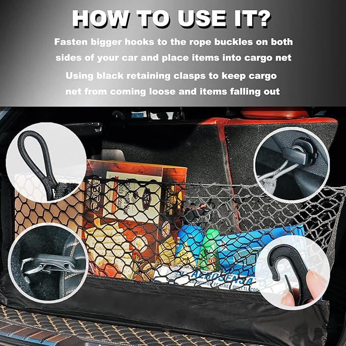 Envelope Style Cargo Net Compatible with Toyota Camry Upgraded 2018-2026 New 2026 2025 2024 2023 2022 2021 2020 2019 2018 Trunk Car Rear Tailgate Touring Netting