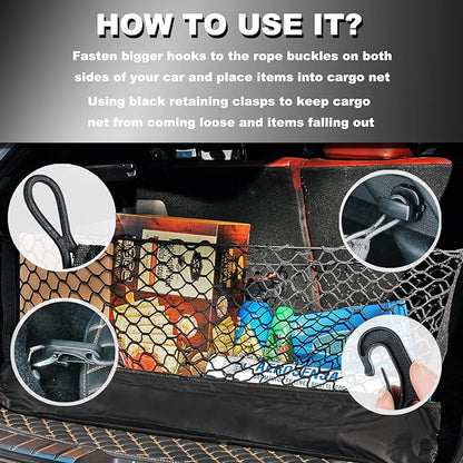 Envelope Style Cargo Net Compatible with Toyota Camry Upgraded 2018-2026 New 2026 2025 2024 2023 2022 2021 2020 2019 2018 Trunk Car Rear Tailgate Touring Netting