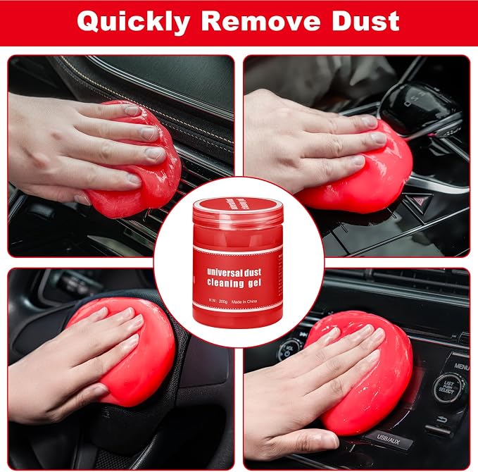 Windshield Cleaner Tool, 17Pcs Red Car Interior Cleaning Kit, Car Detailing Kit Interior Cleaner, Car Detailing Brushes, Car Cleaning Gel, Inside Cleaning Supplies Accessories for Women Girls