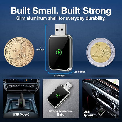 Drivio Wireless CarPlay Adapter for iPhone & Android | USB CarPlay Wireless Adapter with Screen Mirroring | 2026 Bluetooth Car Play Dongle Apple Play for Car Accessories Android Auto USB C & A