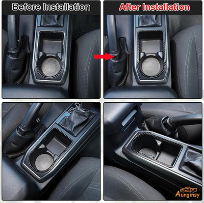 Aunginsy Car Gear Shift Panel Cup Holder Trim Ring Compatible with Toyota Tacoma 2016-2023 Truck Center Console Gear Shifter Cup Holder Panel Decorative Frame Protection Cover ABS Interior Accessories