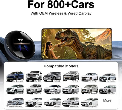 CUSP 3.2 Inch Screen CarPlay AI Box, Wireless Adapter for Factory Wired or Wireless CarPlay Cars, Magic Streaming Video Box with Netflix YouTube TikTok, Android Auto, TF Card, Plug and Play