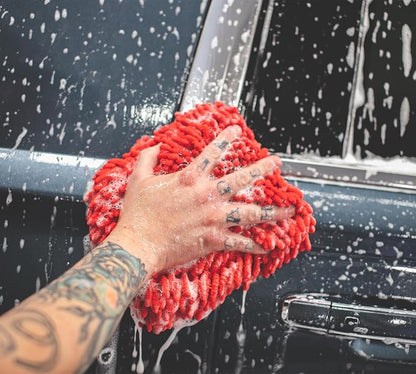 Stoner Car Care 95300 Premium Microfiber Knobby Car Wash Mitt Scratch Free Lint Free, Red