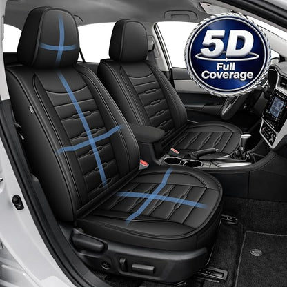 AOMSAZTO Corolla Front Car Seat Covers Custom Fit for Toyota Corolla 2014 2015 2016 2017 2018 2019 LE,SE,XSE,L,XLE,S,S Plus Faux Leather Seat Covers with Steering Wheel Cover(2 Seats,Black)