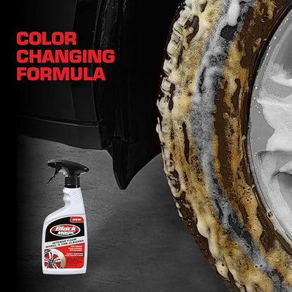 Black Magic 120228 Intense Foam Wheel & Tire Cleaner, High-Foaming Formula for Deep Cleaning, Removes Dirt, Grime & Brake Dust – Safe on All Wheels, 22 Fl Oz