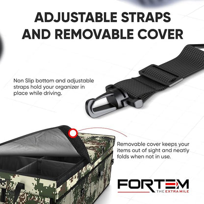 FORTEM Trunk Organizer For SUV Car Trunk Organizer, Foldable Storage, Car Accessories for Women Men, Collapsible Bag, 600D Oxford, Non Slip Bottom, Straps, Soft Cover (85L)