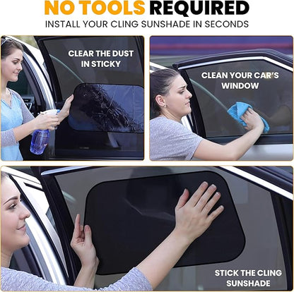 EcoNour Car Side Window Shades for Baby | 4 Pack - Car Window Sun Blocker Shades for Kids | Foldable Cling Window Cover Protects UV & Heat Glare | Window Shade for Privacy | Large Plus (21"x14")