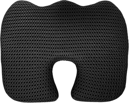 Gooo&Ma Car Seat Cushion & Office Chair Pad - Air Fiber Breathable U-Shape Cooling Cushion for Tailbone Comfort, Driving, Desk & Gaming, Ergonomic Washable Seat Pad with Non-Slip Base(Black)