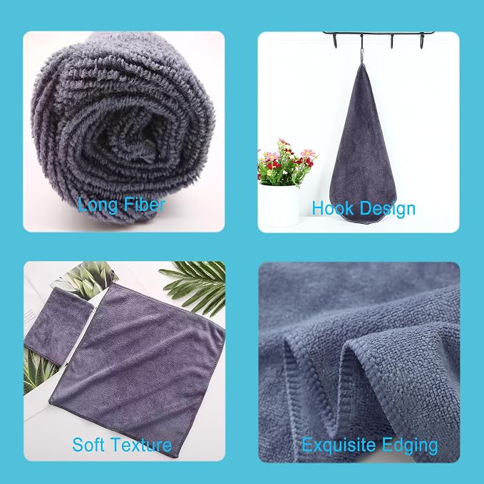 Microfiber Dish Cloth Kitchen Cleaning Rags Car Wash Drying Towel Rags High Absorbent Lint Free Streak Free 12" x 12" 12 Pack (Grey)