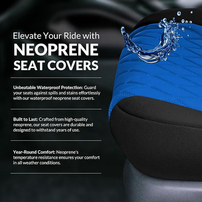 FH Group Custom Fit Car Seat Covers Specifically Made for 2022-2026 Nissan Frontier, Front Set Blue Ultraflex Neoprene Waterproof Automotive Seat Covers for Pickup Truck, Nissan Accessories