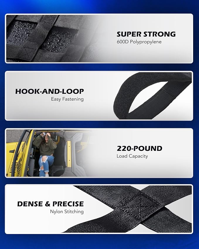Orion Motor Tech Mesh Cargo Net 2 Pack, Rooftop Hammock Compatible with 1987-2022 Jeep Wrangler YJ TJ JK JL & Gladiator JT Jeep Wrangler Hammock Top Netting 4-Door and 2-Door