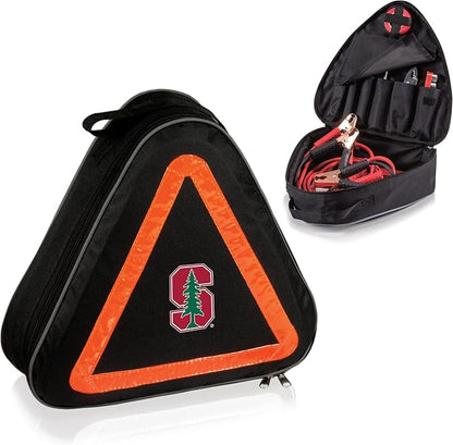 PICNIC TIME NCAA Stanford Cardinal Roadside Emergency Car Kit, Auto Vehicle Safety Road Side Assistance with Jumper Cables and Car Tool Kit, (Black with Orange Accents)