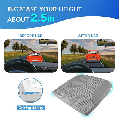 Lofty Aim Car Seat Cushion, Comfortable Memory Foam Seat Pillow for Driving, Sciatica-Back Pain Relief, Cushion for Car-Truck, Office, Wheelchair - Dark Grey