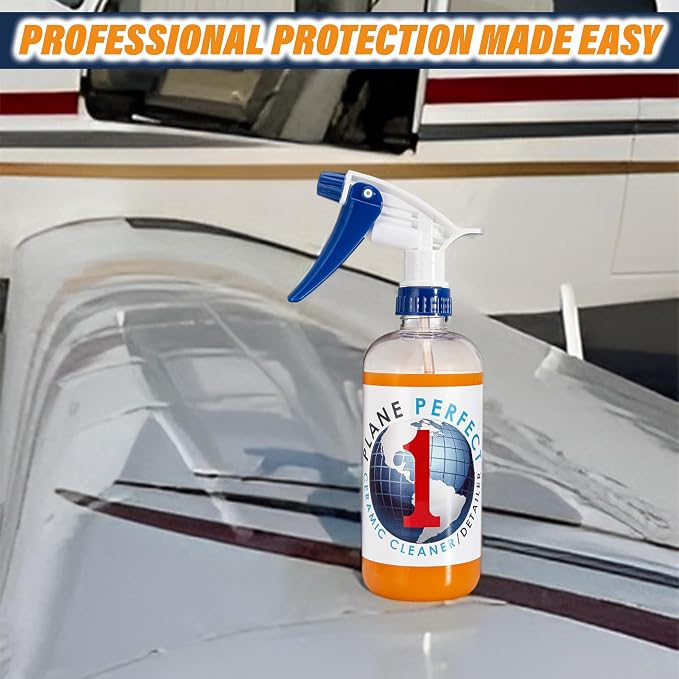 Plane Perfect 1 Aviation Grade SiO2 Ceramic Coating - High Gloss Quick Detailer Spray - Waterless Spray-On, Hydrophobic & Scratch Resistant Protection for Planes, Cars, Boats, RVs | 16oz