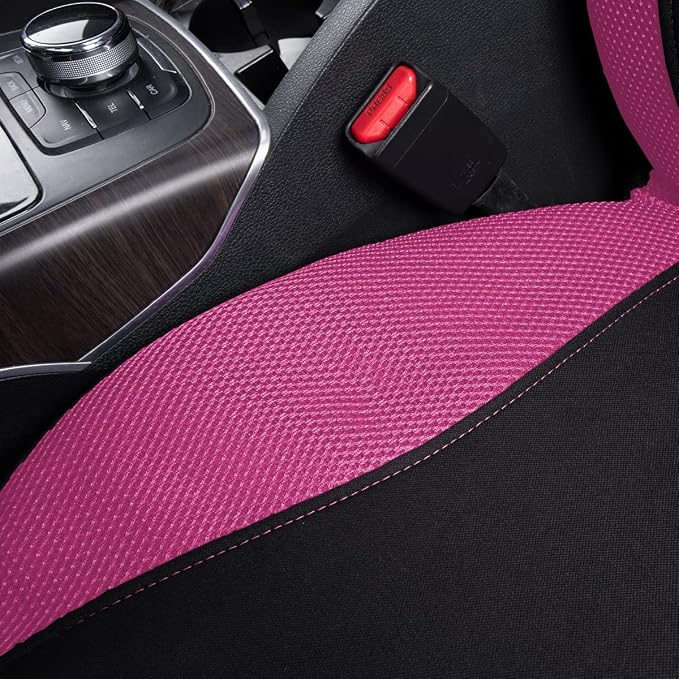 Flying Banner Butterfly car seat Covers ful Set Fashion Universal Lady Woman Female Rear Bench Split Colorized (2 Fronts, Pink)