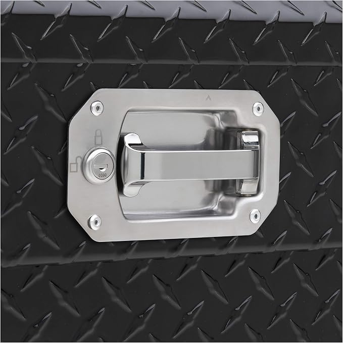 UWS EC10492 Pull Handle 69-Inch Gloss Black Heavy-Wall Aluminum Truck Tool Box with Low Profile, RigidCore Lid