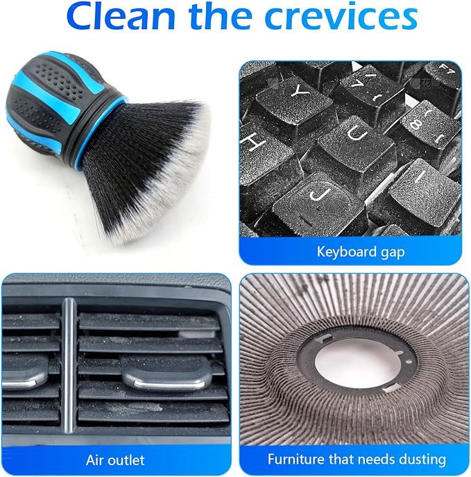 Car Detailing Brush, Ultra Soft Tire Shine Brush with Storage Rack, Interior Cleaning Tool, Universal Beauty Tools for Most Cars (Blue)