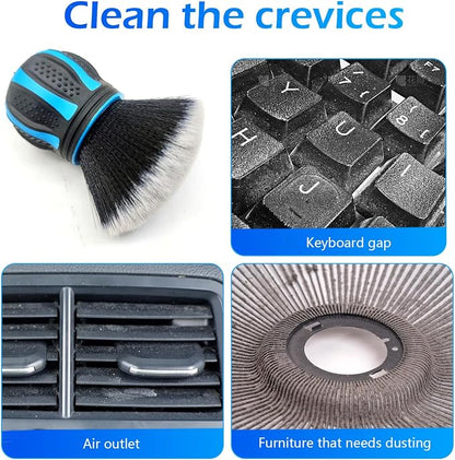 Car Detailing Brush, Ultra Soft Tire Shine Brush with Storage Rack, Interior Cleaning Tool, Universal Beauty Tools for Most Cars (Blue)