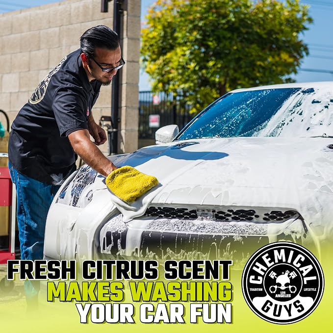 Chemical Guys Citrus Wash & Gloss Foaming Car Wash Soap - High Suds Formula Foam Cannon Soap for Foam Blasters, or Bucket Washes - Safe on Paint, Clear Coat, and Wax, Citrus Scent - 16 oz