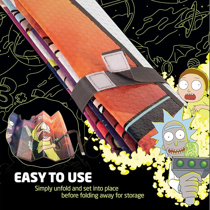 Rick and Morty Car Windshield Sun Shade Accordion Style Sunshade for Car Window Cartoon Car Sun Shade Rick and Morty Car Accessories
