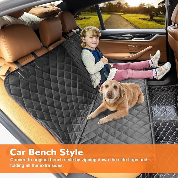 URPOWER Dog Car Seat Cover for Pets 100% Waterproof Seat Cover Hammock 600D Heavy Duty Scratch Proof Nonslip Durable Soft Back Seat Covers for Full Size Trucks