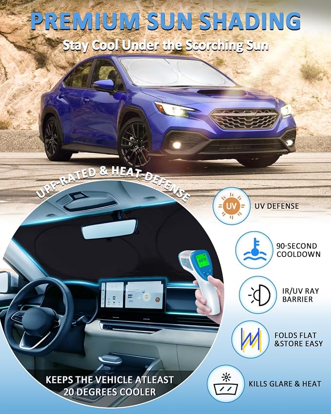 Sun Shade for Impreza Windshield Sunshade fit for 2017-2022 2023 Subaru Impreza WRX/WRX STI Accessories Front Window Cover Shield Car Visor Protector Block UV Ray Heat