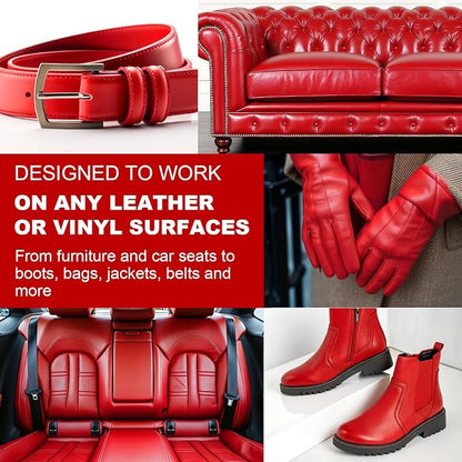 STARTSO WORLD Leather Recoloring Balm, Red Leather Repair Kit for Furniture, Leather Dye, Leather Color Restorer for Couches, Leather Couch Paint | Repair, Restore & Renew Old, Faded Leather