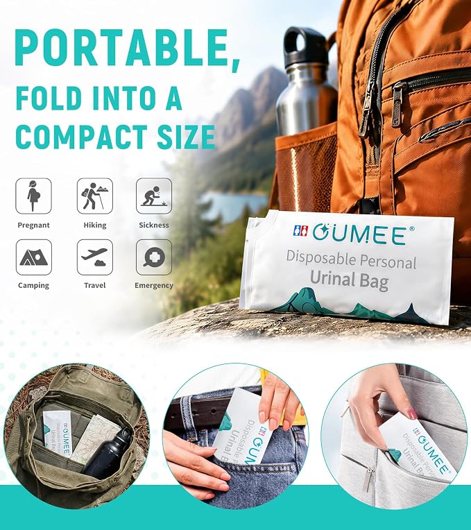 OUMEE 850ML Emergency Disposable Urinal Bags, 8/12/20/28 Pcs Camping Pee Bags Unisex Urine Bag Vomit Bag for Travel Traffic Jam Portable Toilet Bag for Men Women