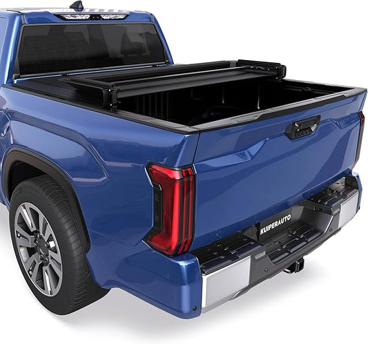 KUIPERAUTO Soft Tri Truck Bed Tonneau Cover Compatible for 2005-2015 Toyota Tacoma 5ft Bed (incl Utility Track System