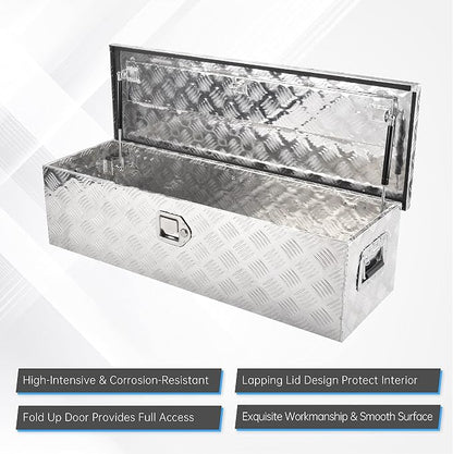 39 Inch Aluminum Tool Box,Heavy Duty Waterproof Truck Bed Tool Box with Side Handle, Lock & Keys,Silver (39"X13"X10")