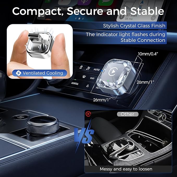 2026 2in1 Wireless CarPlay& Android Auto Adapter for iPhone& Android, Plug in Once Go Wireless Forever. Plug & Play CarPlay Dongle, Fast Auto-Connect, No Delay, USB A/USB-C Port
