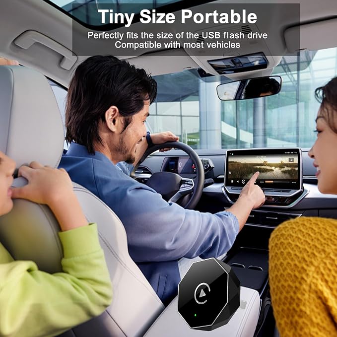 Wireless Carplay Adapter, Android Auto Adapter 2025 Carplay, Plug and Play Convert Wired to Wireless Supports Car Original Control, Mini Car Play Box for Cars