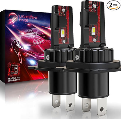 H4 Light Bulb, H4/9003 Fog Bulbs 6500K Xenon White Extremely Bright Wireless Fanless Fit For 1997-2015 Tacoma, 2014-2021 Tundra, 2019-2022 Accent (Black, Pack of 2)
