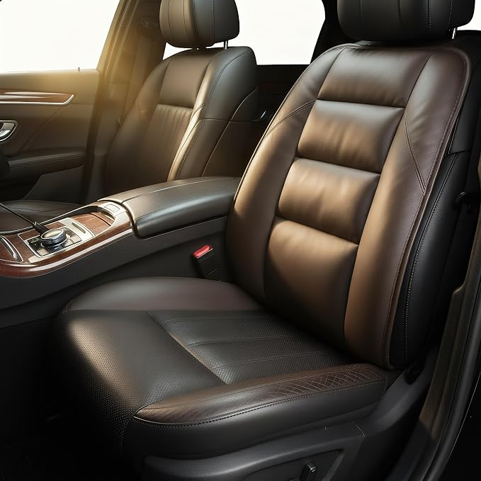 CORRIDOR Genuine Leather Seat Cushion for Car - Handmade - Relieve Hip, Pressure and Sciatica Pain - Ideal for Lower Back Pain - for Office Chair and Car Seat (Coffee Brown, Backrest)