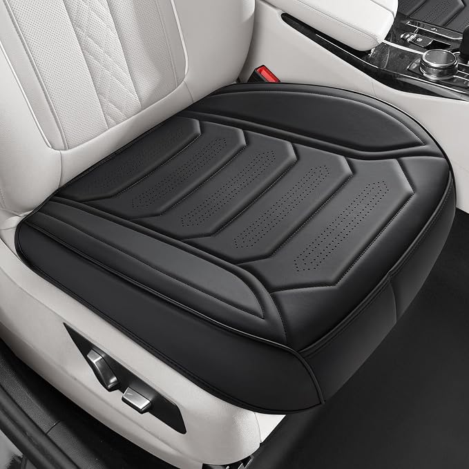 CAPITAUTO 2 Pack Bottom Car Seat Cover, Dual Storage Pockets Luxury Faux Leather Front Seat Covers for Cars, Super Breathable, Anti-Slip, Full Wrapping Edge - Fit for Most Sedans SUV Trucks (Black)