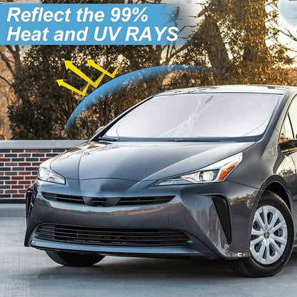 Custom Fit Prius Windshield Sunshade for 2010-2022 Toyota Prius Hatchback Accessories Front Window 210T Reflective Shield Cover for Windshield Sun Visor Protector
