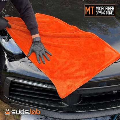 Suds Lab Large Microfiber Drying Towel (24 in x 35 in) Car Exterior Cleaning and Detailing Cloth, Safe On Plastic Trim, Glass, Carbon Fiber, Paint