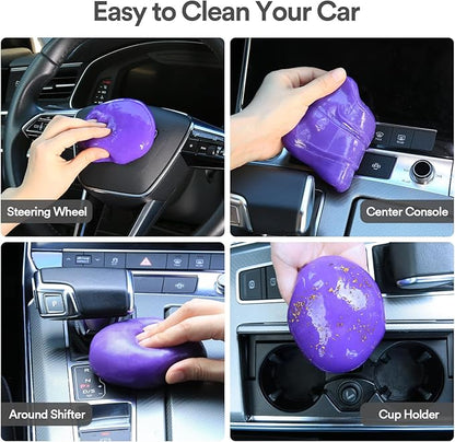 PULIDIKI Car Cleaning Gel for Car Cleaning Putty Car Putty Auto Detailing Tools Car Slime Cleaner Dust Cleaning Gel for Car Interior Cleaner Car Accessories Keyboard Cleaner Purple, 4 Pack (160g Each)