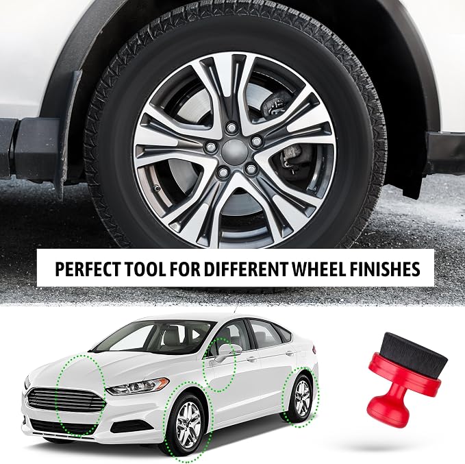 BABYSHEEP Car Tire Shine Applicator,Vegan Tire Shine Brush with Stand for Auto Detailing Cleaning Service,Red