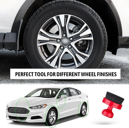 BABYSHEEP Car Tire Shine Applicator,Vegan Tire Shine Brush with Stand for Auto Detailing Cleaning Service,Black+Red (2pc)