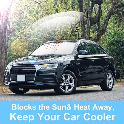 TINGLU Sun Shade for Audi Q3 2013-2018 Accessories Windshield Sun Shade Window Shade UV Rays Protection Sun Visor Cover with Steering Wheel Sunshade Storage Bag
